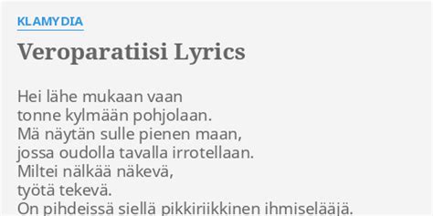 Veroparatiisi Lyrics by Klamydia